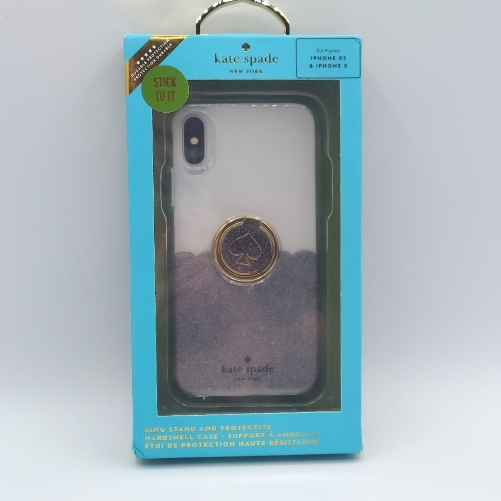 Kate Spade Hardshell Case + Ring iPhone® X and XS - Scallop Black Multi/Clear